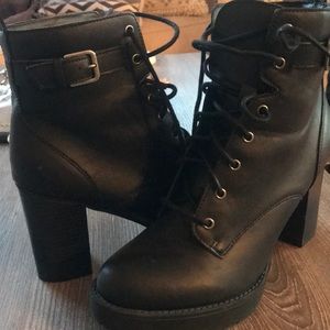 Black Heeled Combat Boots